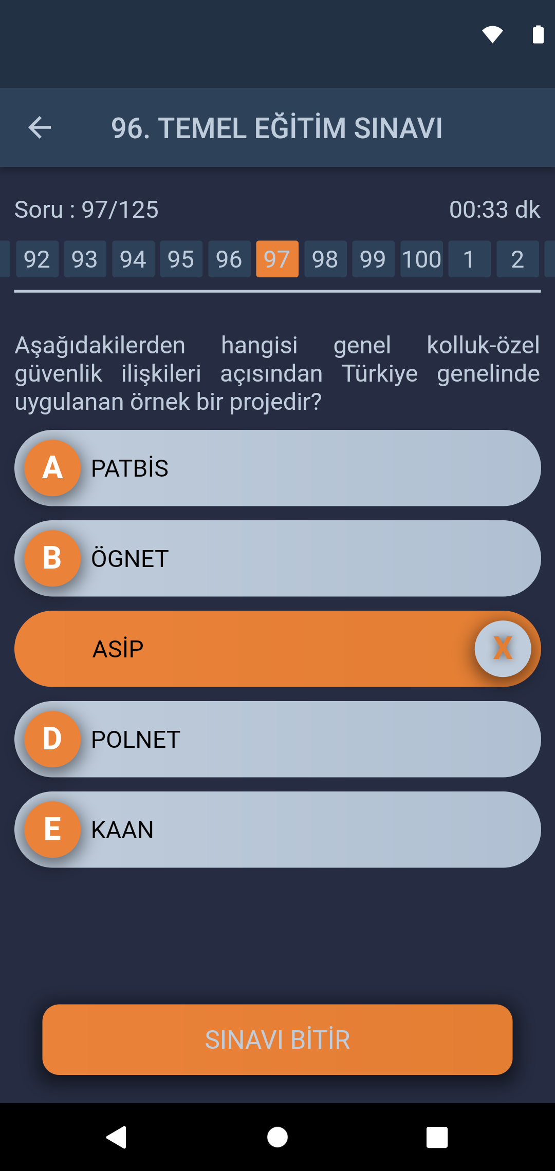 Özel Güvenlik Sınavı - ENOR ekran görüntüsü